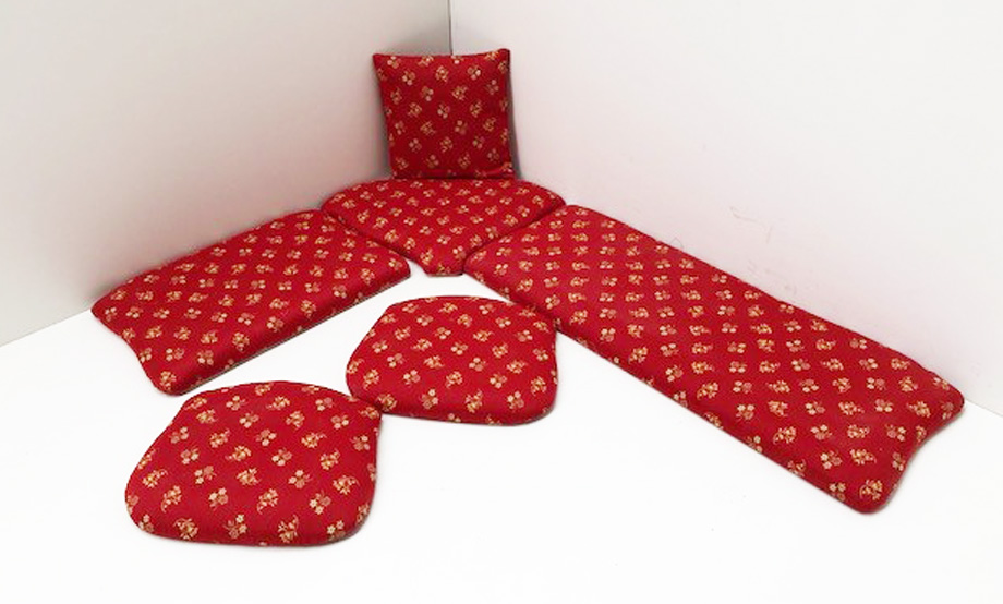 Kissensatz Polsterplatte Eckbankgruppe Amberg  Piccolo 125/165 , Mülheim Streublume rot