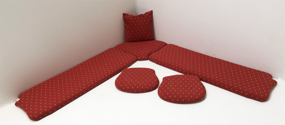 Kissensatz Polsterplatte Eckbankgruppe Landau, Kundl rot , 38 Lagerstoffe preisgleich