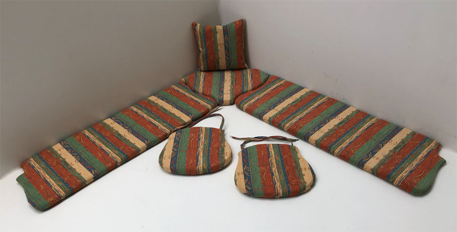 Kissensatz genäht Eckbankgruppe Landau, Pocking bunt, 38 Lagerstoffe preisgleich