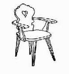 Stuhl 01 mit Armlehnen, Rückenlehen gebogen, Sitz gekehlt, 61/52/88 cm, (B/T/H)