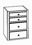 Element mit 4 Schubladen, 2 Schubladen H 18, 2 Sch