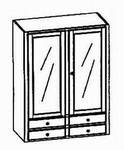 Aufsatzvitrine 4 Schub. 2-trg 2 Glastüren H 118 4 