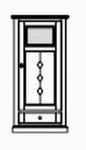 Highboard 1-teilig , 1 Tür mit Holz-Glasfüllung ,