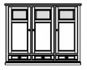 Highboard 3-teilig , 3 Türen mit Holz-Glasfüllung 