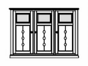 Highboard 3-teilig , 3 Türen mit Holz-Glasfüllung 