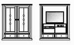 TV-Highboard 2-teilig , 2 Türen mit Holzfüllung ,
