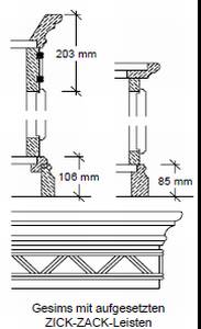 Gesims mit aufgesetzten Zick-Zack-Leisten
