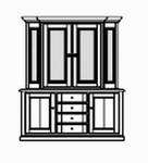 Sideboard mit Aufsatz , 2 Türen mit Glasfüllung , 