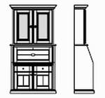 Sekretär mit Aufsatz , Unterteil: , 2 Türen mit Ho