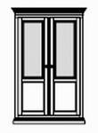 Vitrine 2-teilig , 2 Türen mit Holz-Glasfüllung ,