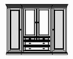 Wohnschrank 4-teilig , 2 Türen mit Glasfüllung , 2