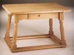 Vierfußtisch Augsburg/München 115/115 cm Fichteplatte mit Schublade u. Fußrahmen