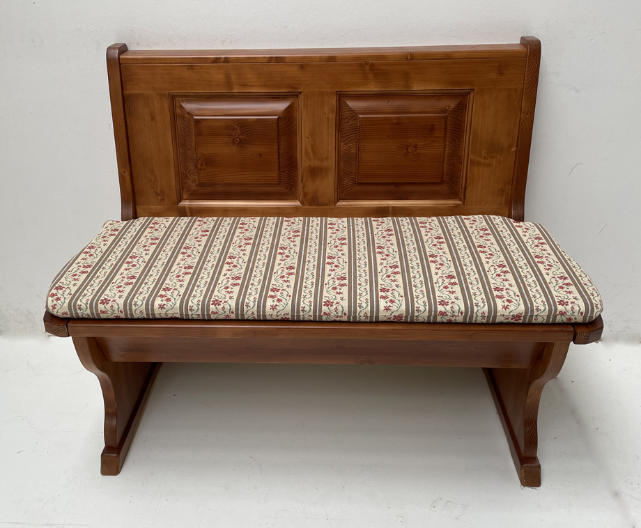 Eckbank Lenggries, Einzelbank 110 cm m. Truhe, 1360075958 rotbraun lackiert, Polster Waidhaus beige