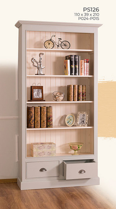 Regal, 2 Schubladen, Kiefer massiv zweifarbig