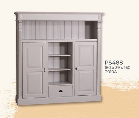 Schrankwand, 2 Türen, 1 Schublade, Kiefer massiv