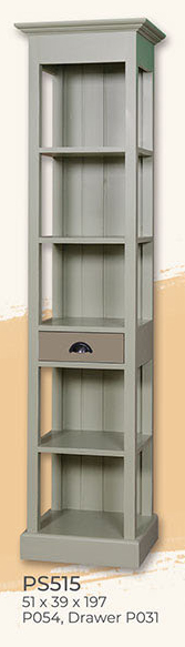 Regal mit Rückwand, 5 Fächer, 1 Schublade, Kiefer massiv