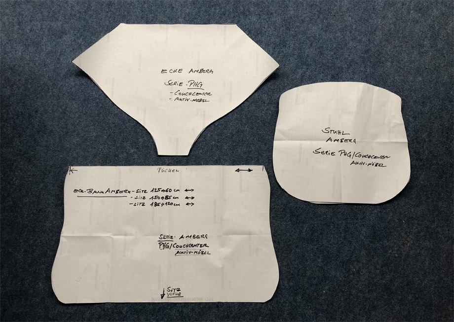 Schablonen Polstersatz Kissensatz Amberg Eckbankgruppe, Kopien vom Amberg am Markt, Fremdfabrikate