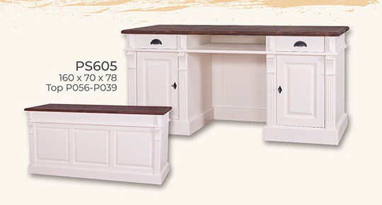 Schreibtisch, 2 Holztüren, 2 Schubladen, Kiefer massiv