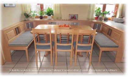 Schreinerbank Lehnenbank mit Sprossen in Buche und Eedelstahl