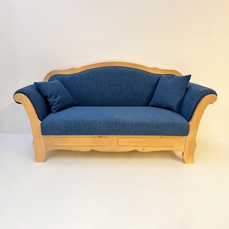 Sofa Liege Kempten 190 cm, Sitzhöhe 50 cm, Armteil rechts abklappbar, Stoff blau