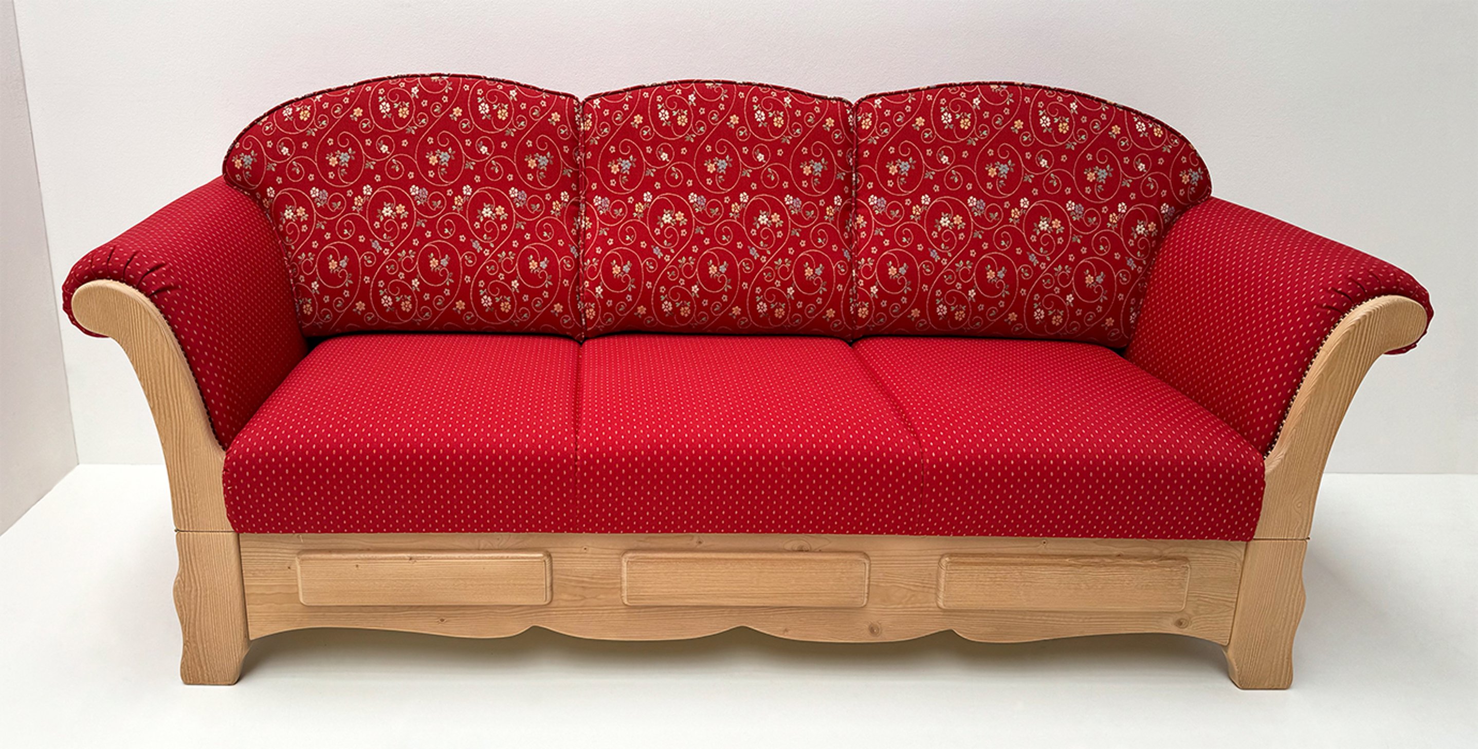 Sofa Liege Sterzing 3-Sitzer, 215 cm, Ranke TS-1688, Uni Punkt TS-1670