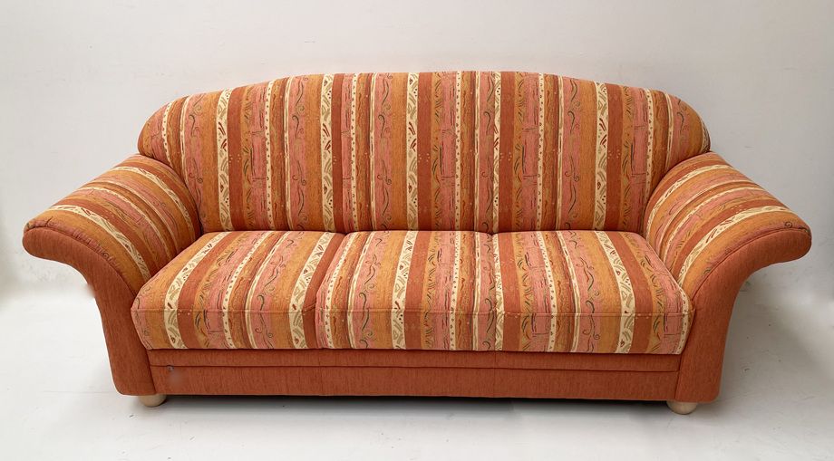 Polstersofa Wallis 344-30, 3-Sitzer, L= 210 cm, Fuß rund 577,Stoff Pocking terra, Pocking terra uni