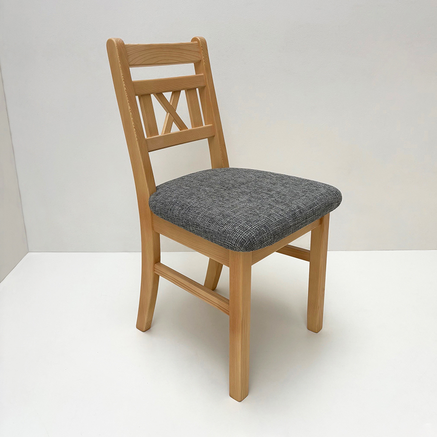 Sprossenstuhl Nürnberg mit Kreuz, Fichte massiv, Festpolster, Natura 800