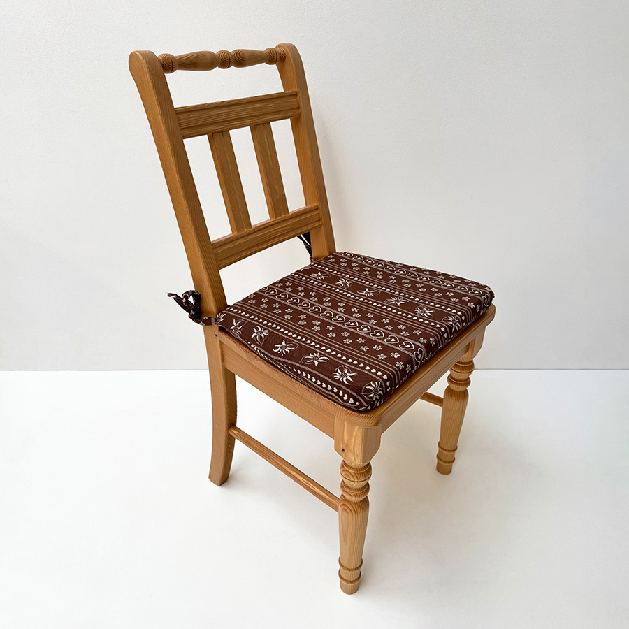 Landhausmöbel Sprossenstuhl Rangau Fichte, Antik hell (kleur 1), Polster genäht, AF-74854-7 braun