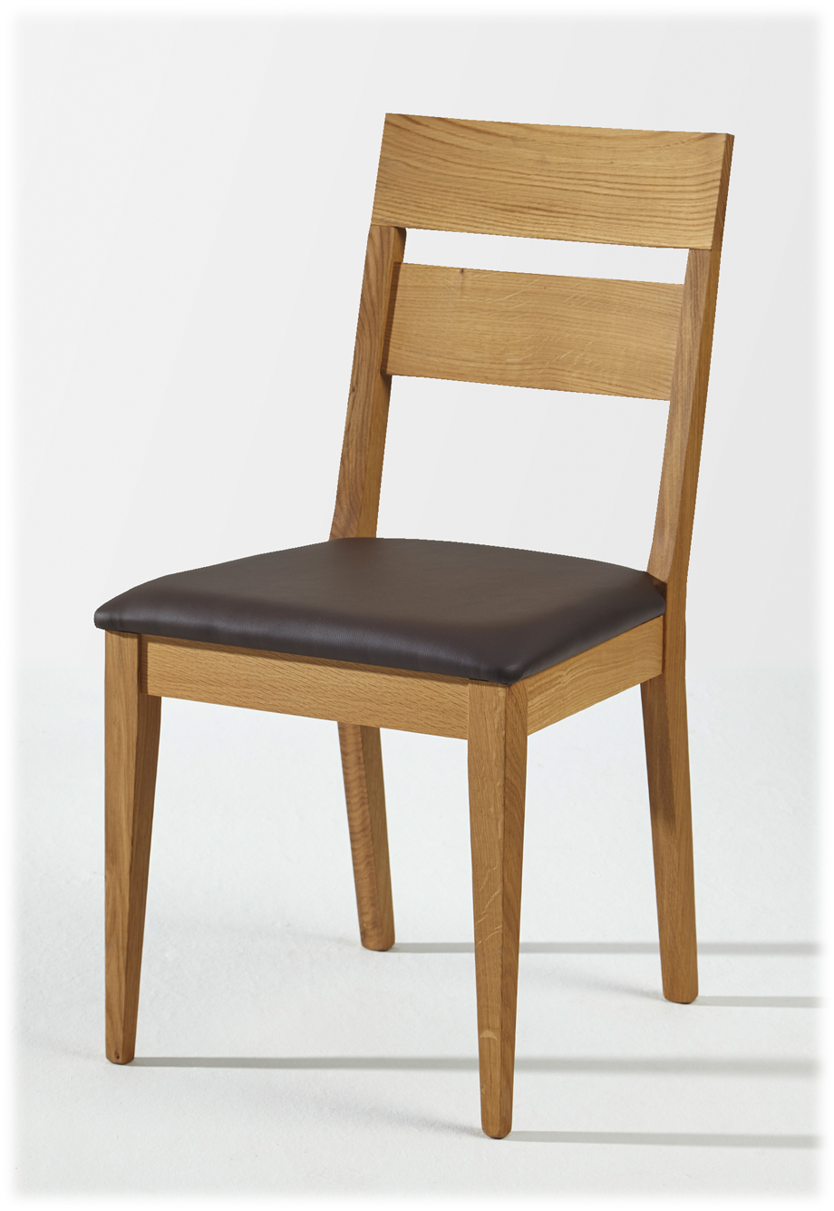 Stuhl Filippa-P, Massivholzstuhl mit Festpolsterung, Oviedo, Kunstleder Lotos 7006 schwarz