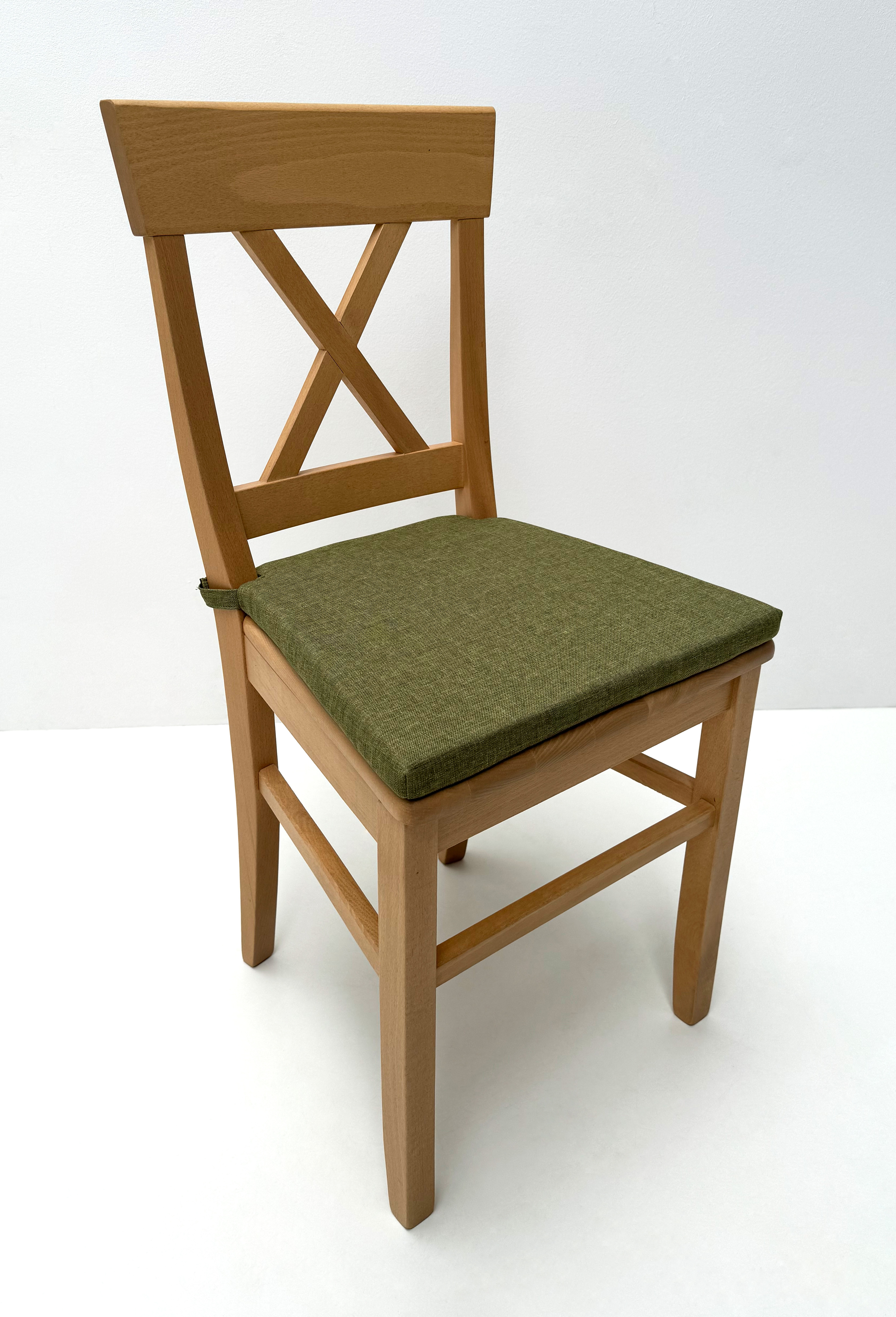 Stuhl Linz, Buche natur lackiert, loses Sitzkissen zu Stuhl (Wendekissen), TIAGO 9636 grün