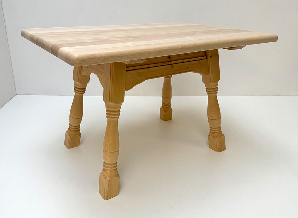 Tisch Kufstein 1507, Bürgertisch 120/85 cm, Ahornplatte 4 cm natur lackiert