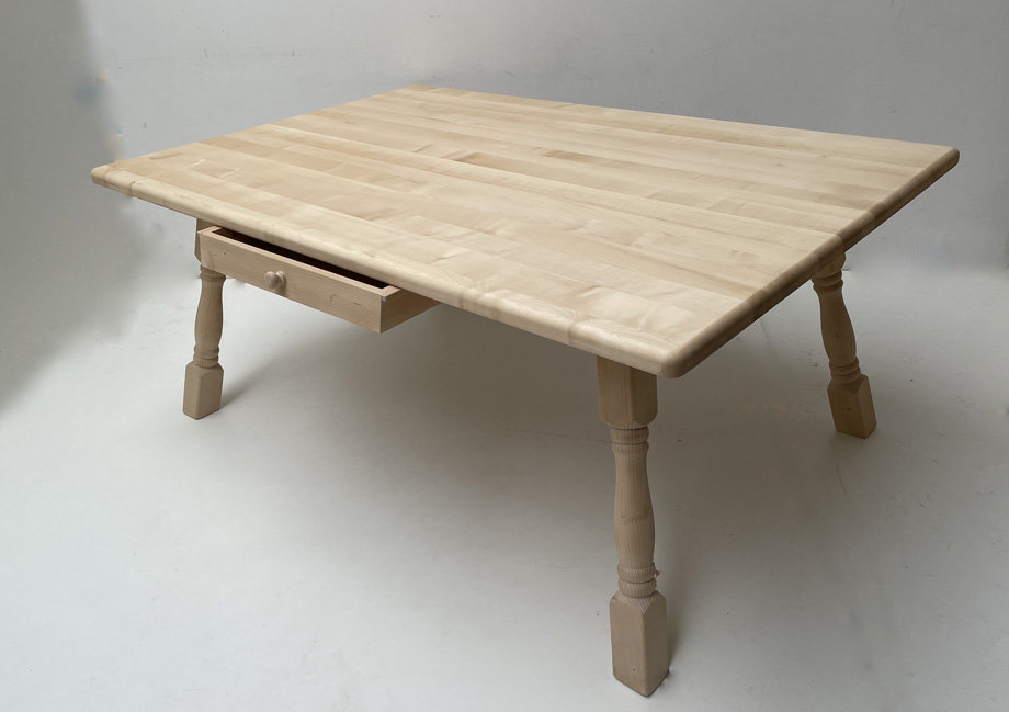 Tisch 4510-Amberg, Ahornplatte 120/180 , ohne Fußrahmen, das Sondermaß-Tischprogramm