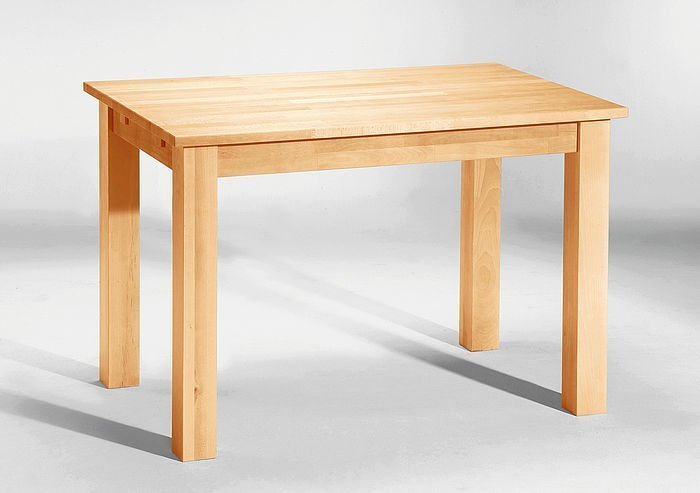 Vierfußtisch Linz 120 (160) /80 cm , furniert , mit Einlegeplatte , Buche natur lackiert