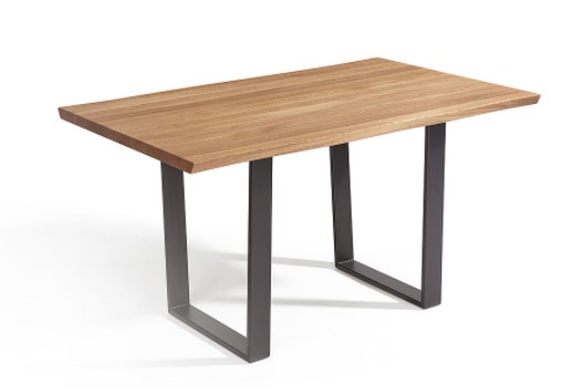 Baumtisch Tisch Oviedo 4, 140/90 cm, ohne Mittelfuge, Wildeiche geölt, Metallgestell