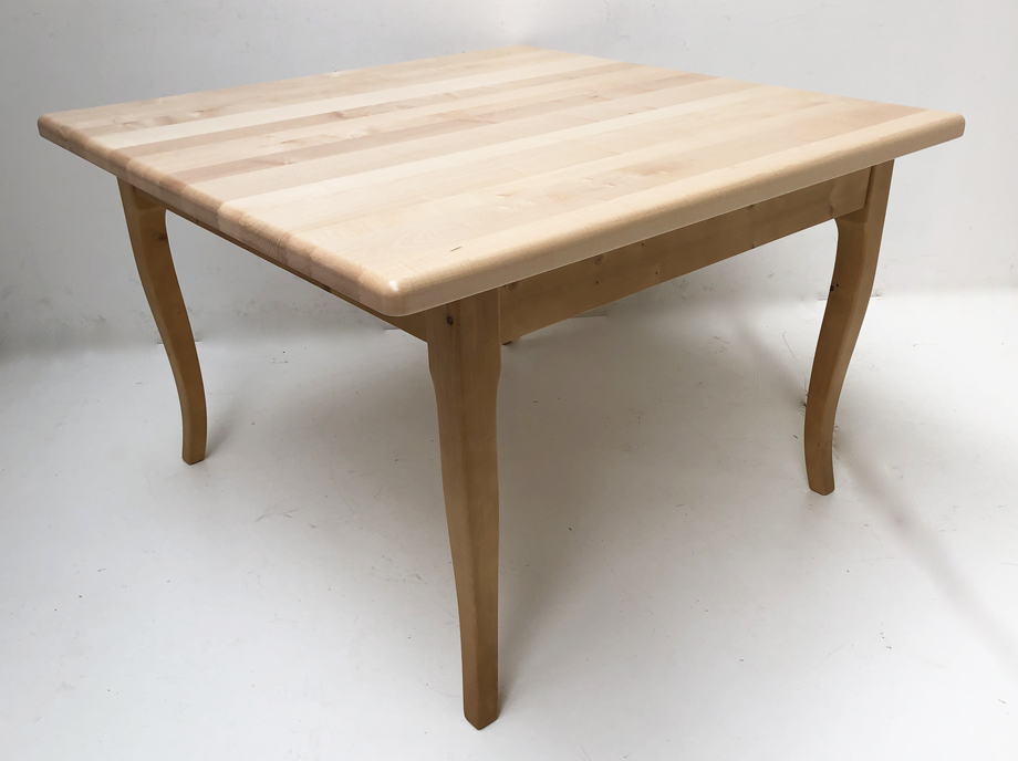 Tisch Kramsach, Mod. 1853, 120/120 cm Ahornplatte 4 cm stark ! natur lackiert