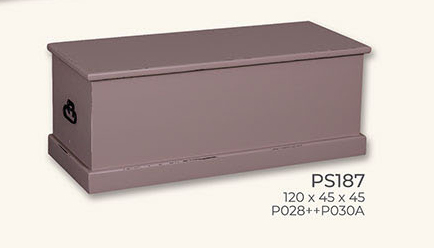 Truhe, Kiefer massiv, zweifarbig antik lackiert