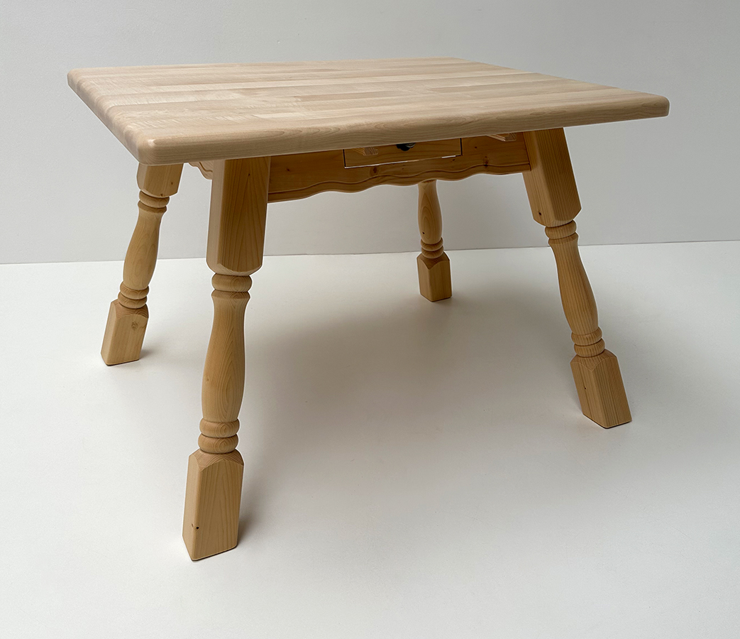 Vierfußtisch 4510 Amberg, m. Schublade, Ahornplatte 90/105 cm