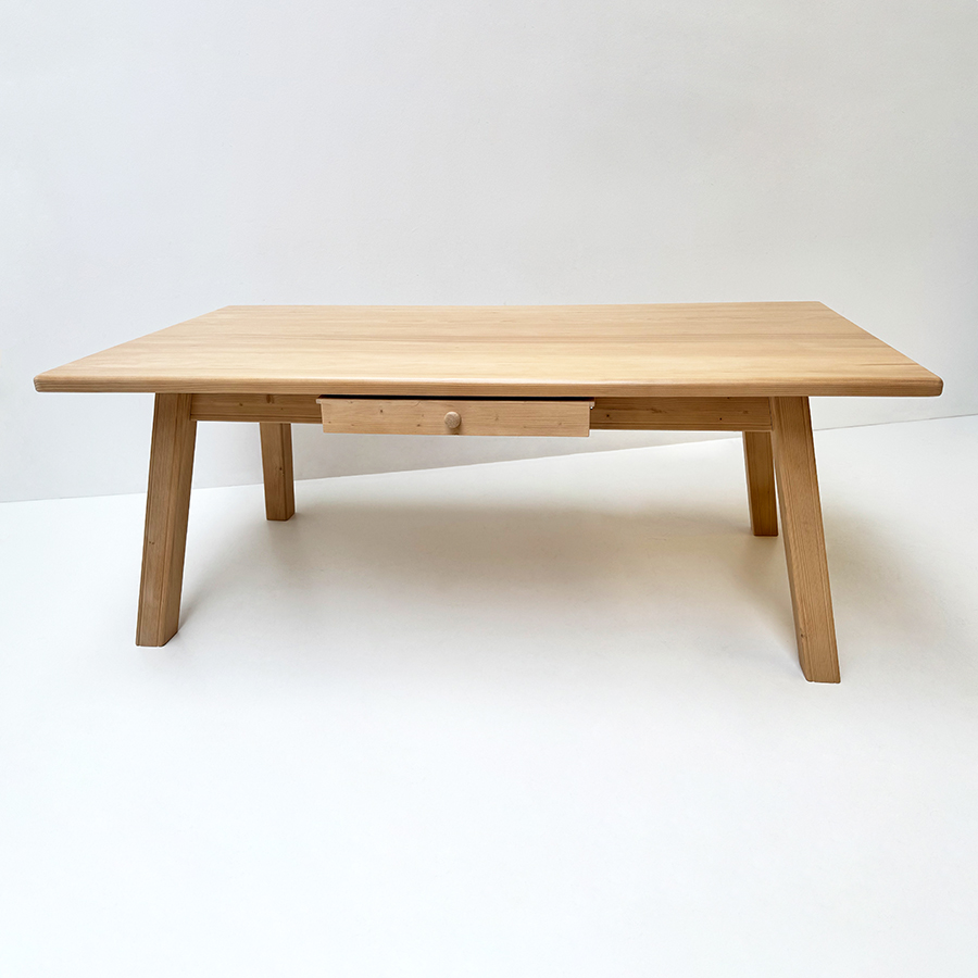 Vierfußtisch 4510 Amberg-Rosenheim,Fichteplatte 200/100 cm mit Schubladen, gerader Fuß, gerade Zarge