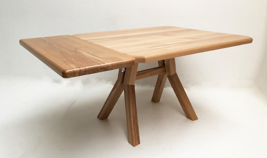 Larissa Tisch , Sondermaßtisch LARISSA 120/105 cm mit Ansteckplatte 40 cm, Kernbuche 4 cm stark !