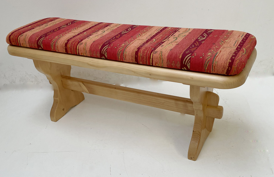 Vorbank Lindau, Ausführung schwer, Länge 115 cm, Polsterplatte, Pocking bordeaux