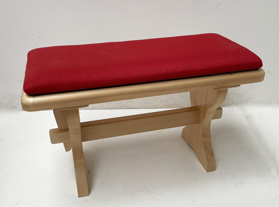 Vorbank Lindau, Ausführung schwer, Länge 80 cm, Rosner lackiert, Polsterplatte Mülheim uni rot