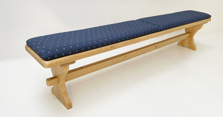 Vorbank Lindau, Ausführung schwer, Länge 200 cm, Polsterplatte Kundl blau