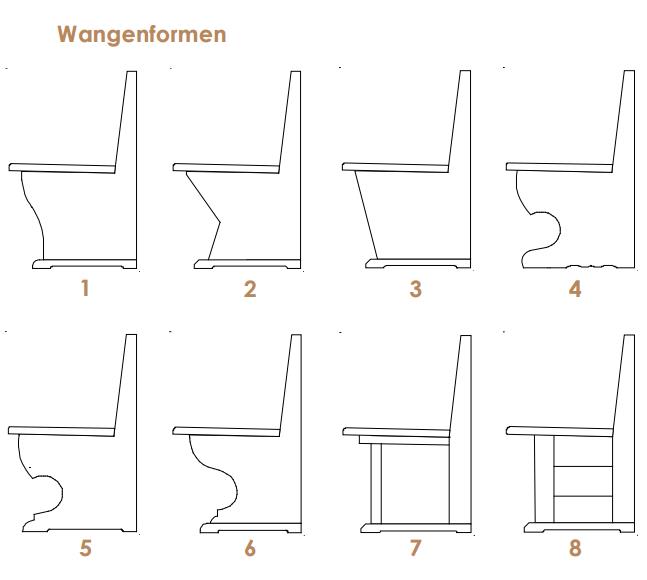 Schreinerbank Wangenformen 1 bis 8 