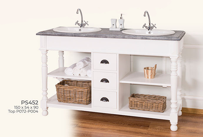 Bad-Einrichtung, Waschtisch, 3 Schubladen, ohne Waschbecken, Spülbecken Sink OV 56/47/20 cm