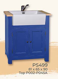Spülschrank Waschtisch, 2 Türen, Kiefer massiv, ohne Spülbecken Sink SQ 60/50/20 cm