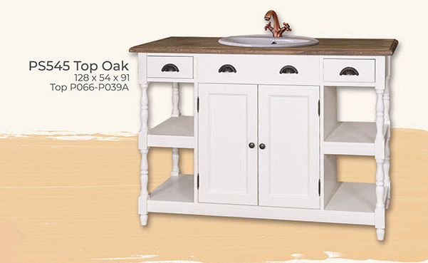 Bad-Einrichtung Waschtisch, Deckplatte Eiche massiv, ohne Waschbecken,Spülbecken Sink OV 56/47/20 cm