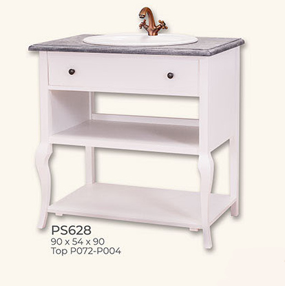 Bad-Einrichtung, Waschtisch (Schubblende), Kiefer, ohne Waschbecken, Spülbecken Sink OV 56/47/20 cm