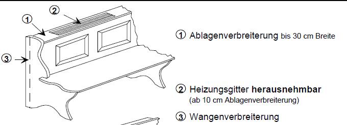 Eckbank Sondermaße, Wunschmaße Eckbank Ablagenverbreiterung um bis zu 30 cm 