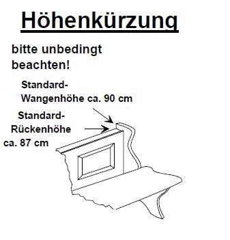 Eckbank Sondermaße, Wunschmaße Eckbank  Höhenkürzungen