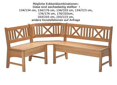 Eckbank Bodensee 203/223 cm, Buche massiv